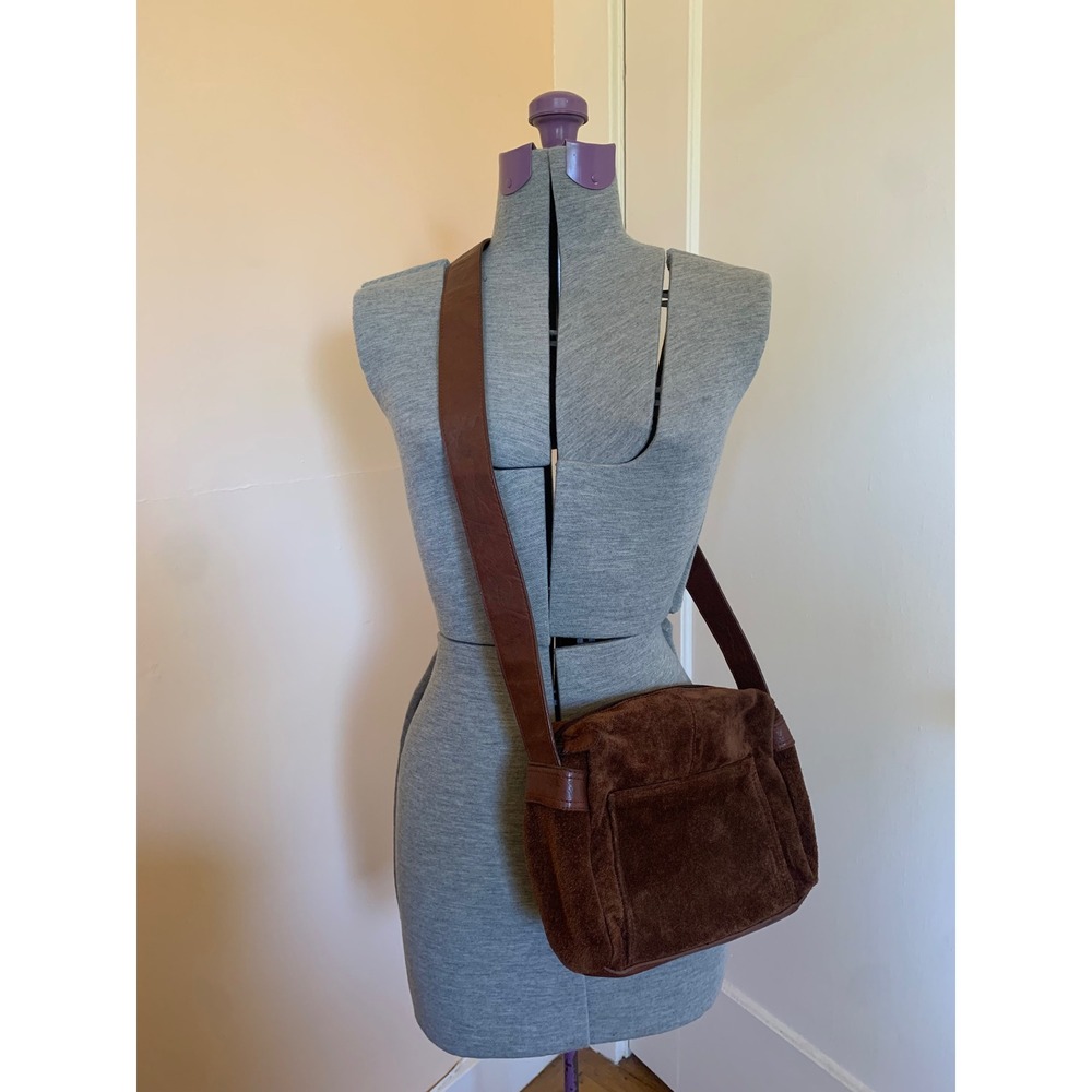 Brown Suede Crossbody Shoulder Bag - Women